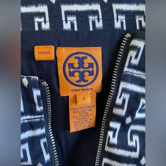 Authentic Tory Burch dark blue and White Patterned Midi Dress. Very stylish.